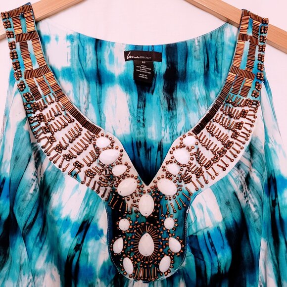 Lane Bryant Beaded V Neck Maxi Dress Size 20 - Picture 3 of 11